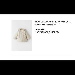 Cream down coat 2-3 year old.